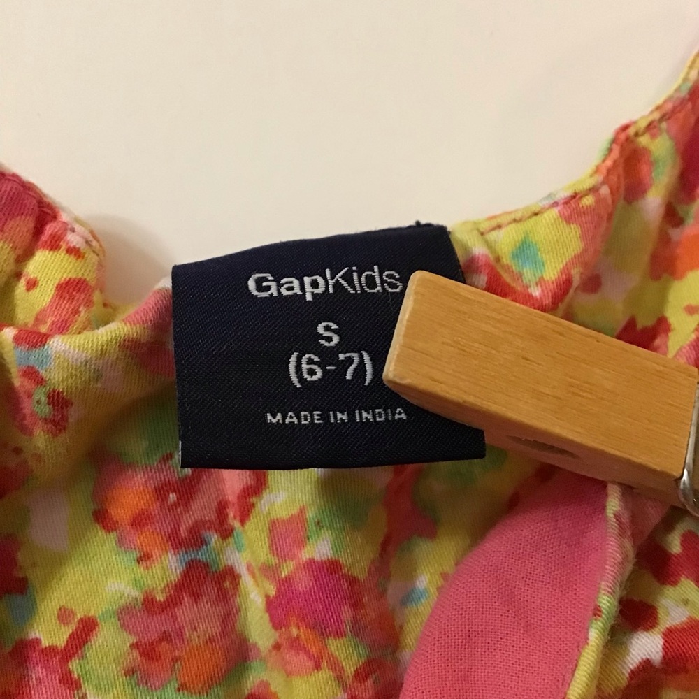 GAP Dress Girls Sz Small (6-7) Pink Orange Floral Fit Flare Cap Sleeve Tulle - Picture 8 of 15